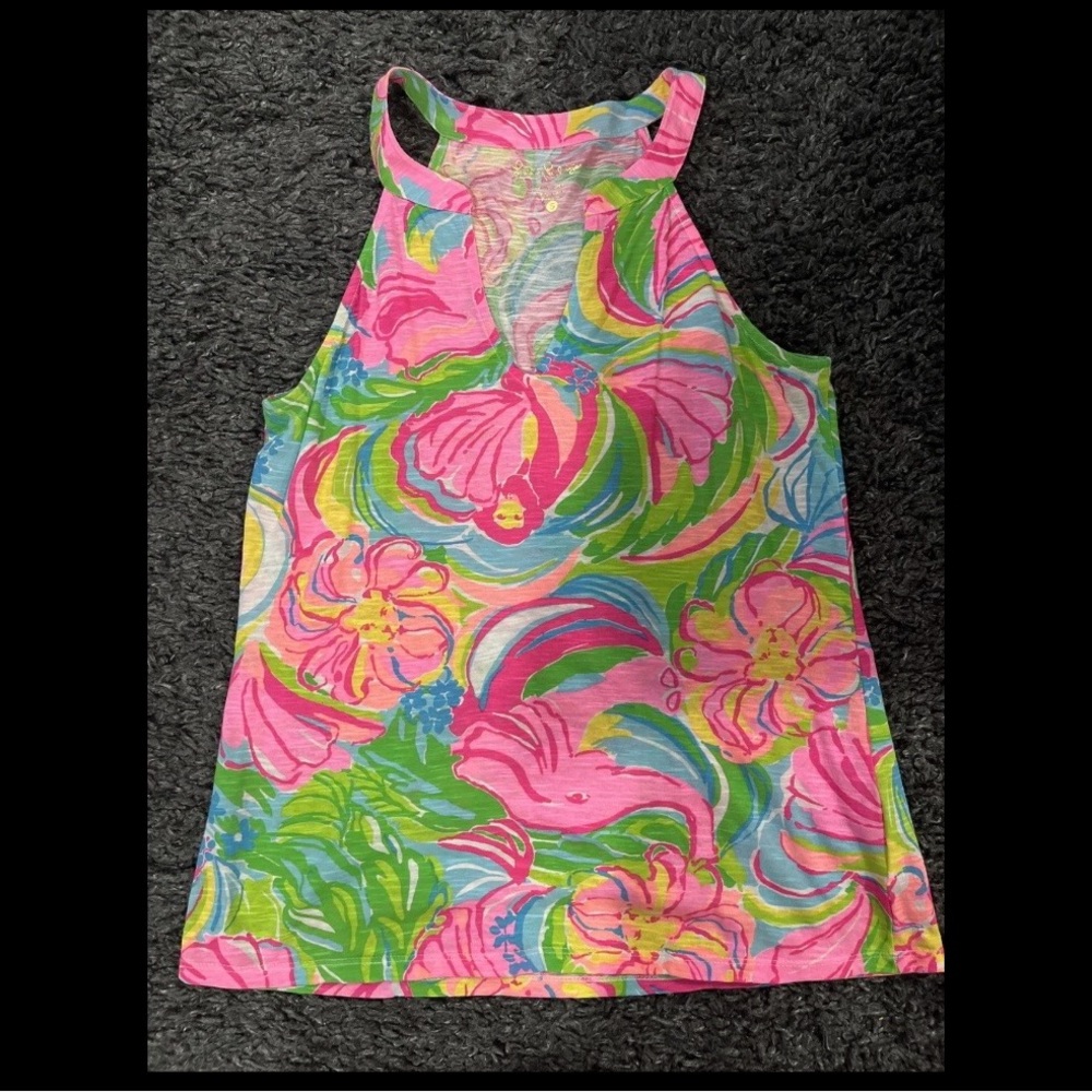 Lilly Pulitzer Arya Tank Top Lovers Coral Size Small
